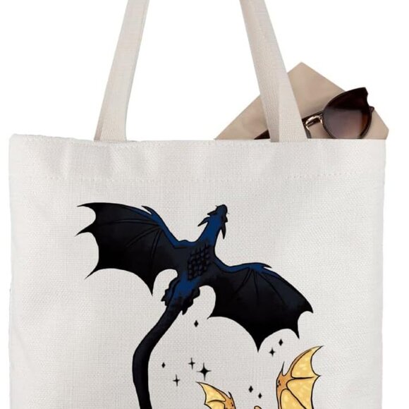 Other - Bookish Gift Dragon Rider Canvas Tote Bag Book Bag for Book Readers